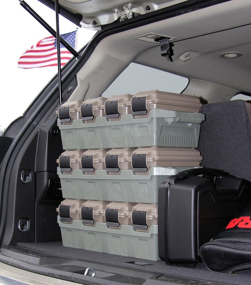 4- can Ammo Crate, Convenient size, Stackable, easy carry and transport Brown