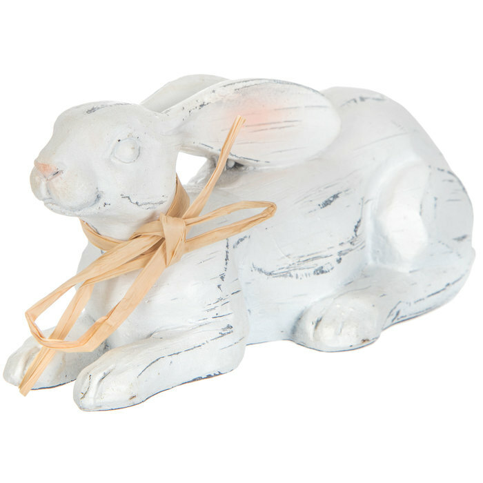 Resting Slim Bunny Easter Decor Statue.