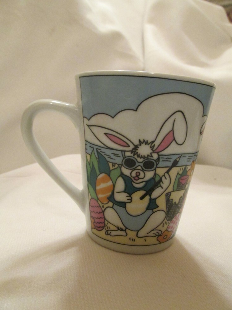 Easter Bunny Rabbit Beach Egg Basket Spring Coffee Tea Cup