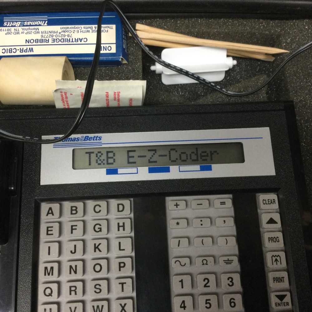 Thomas & Betts E-Z-Coder WD-25P Wire Marker Printer W/ CASE, MANUAL & RIBBONS ++