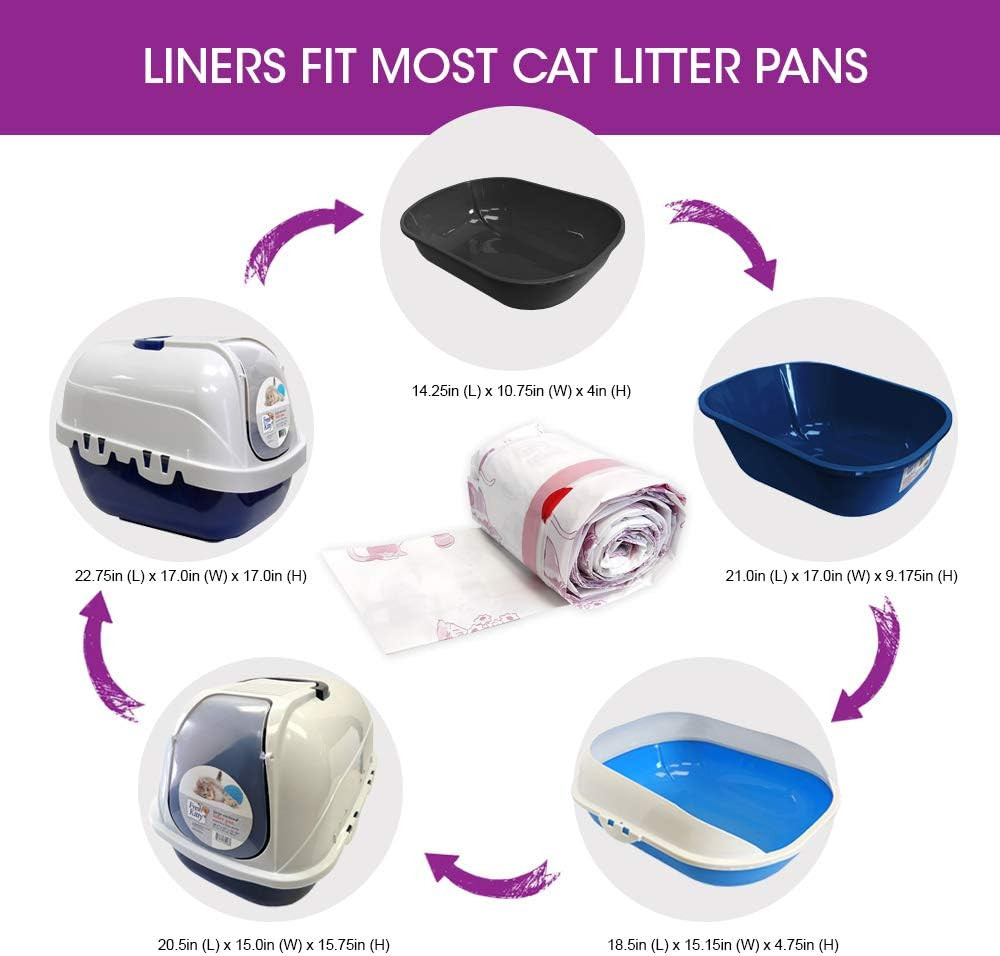 80 Count Litter Box Liners Super Thick, Durable, Easy Clean up Jumbo Drawstring