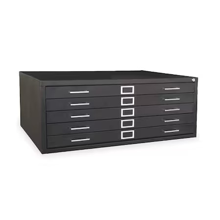 Cabinet, Flat File, 5 Drawer, Black,  2Cla8