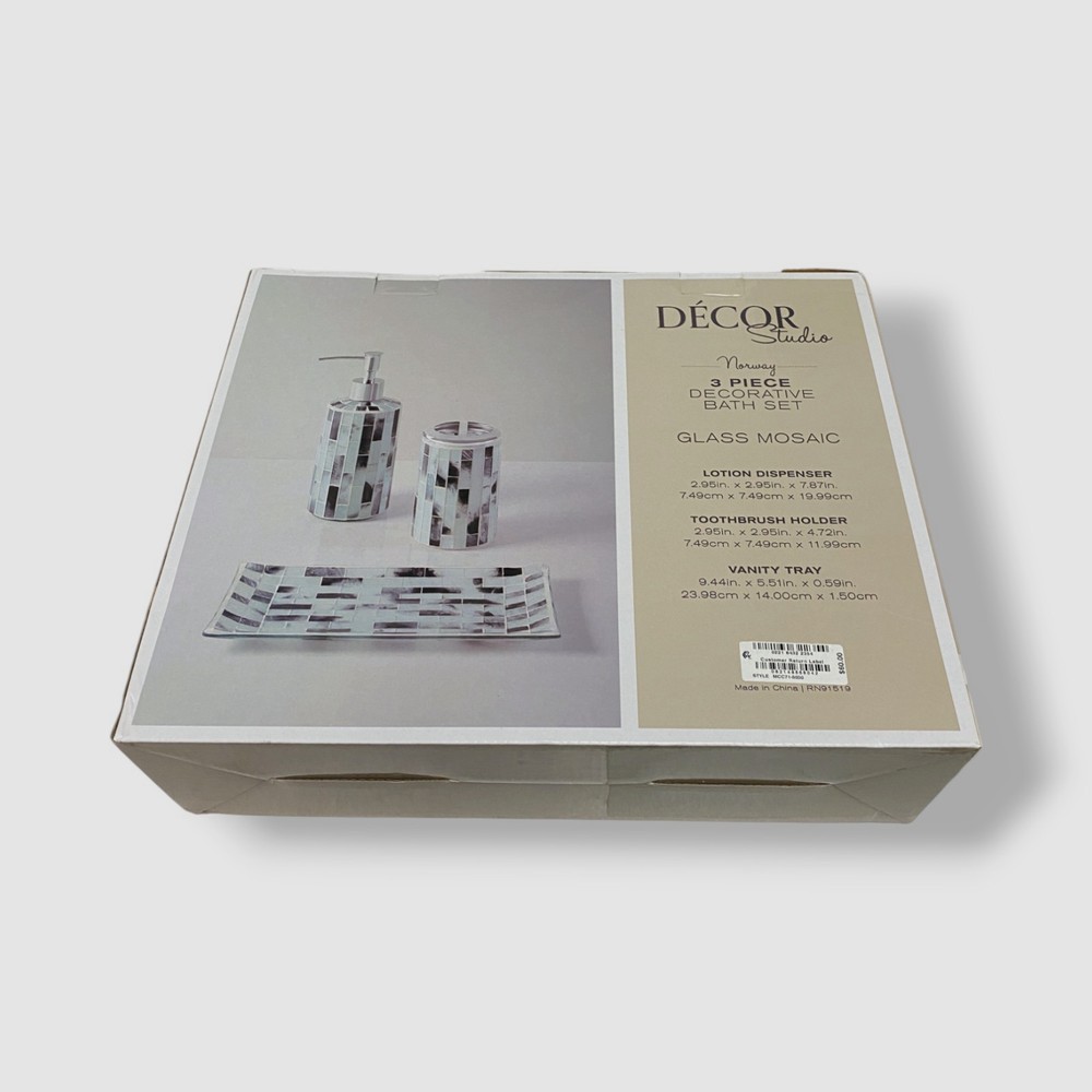 Decor Studio Blue Norway Mosaic 3-pc Bath Accessory Set