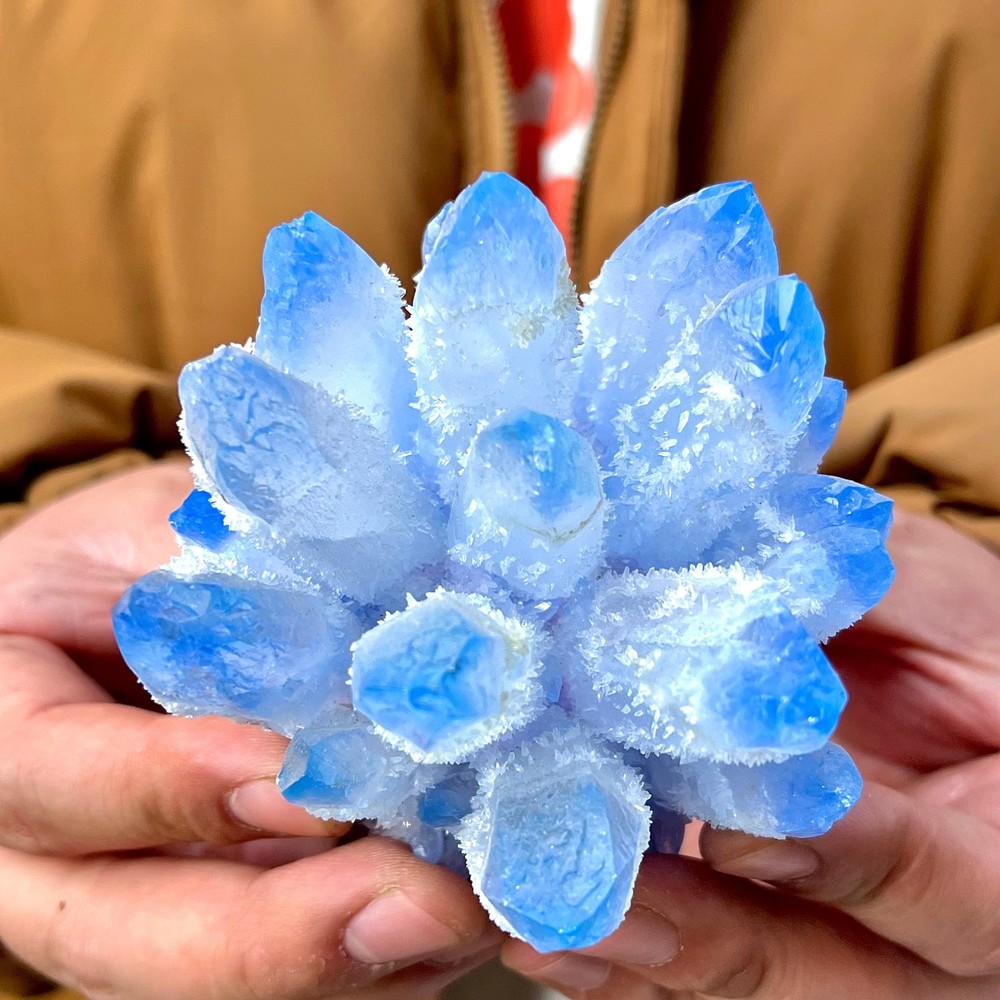 463G  Newly discovered blue Phantom Quartz Crystal Cluster mineral samples