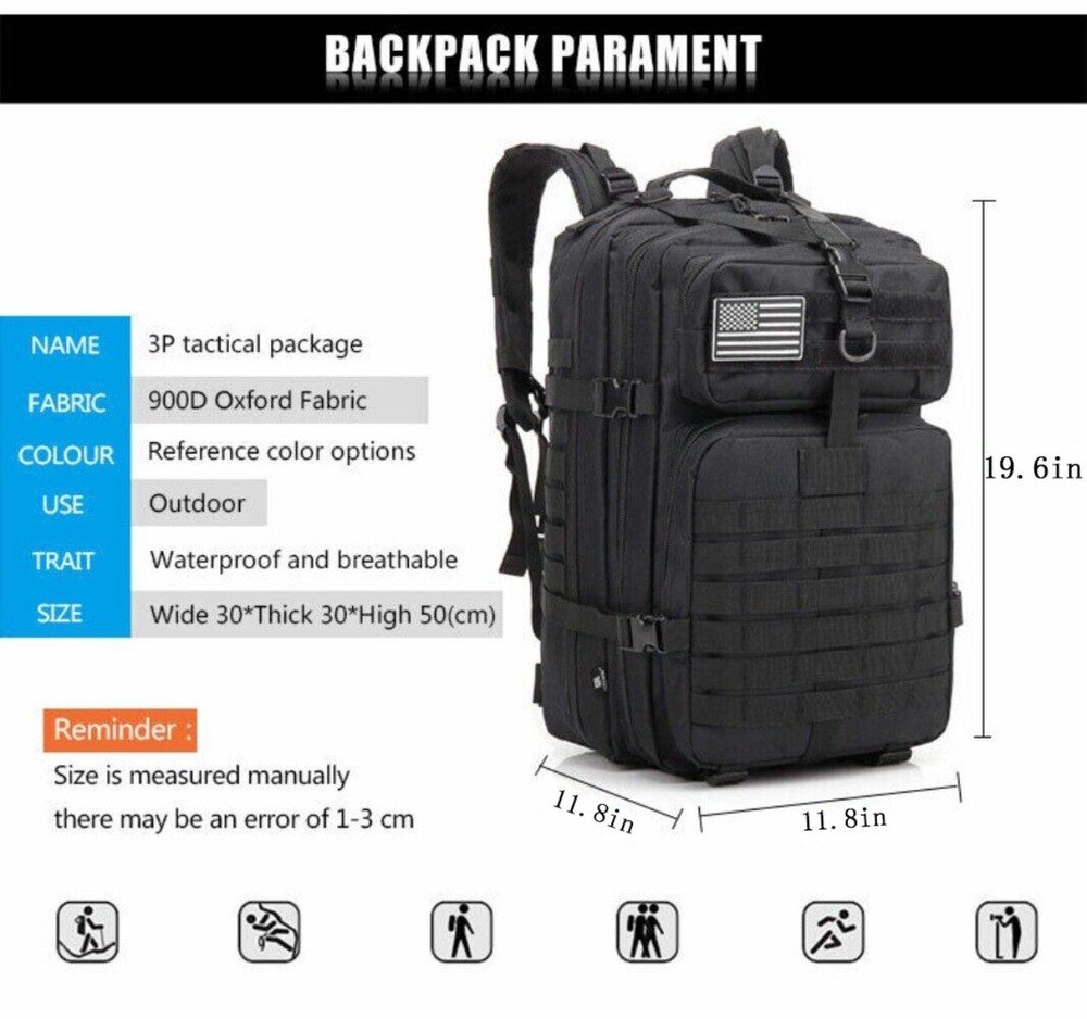 45L Military Tactical Backpack Waterproof Heavy Backpack for Laptop Backpack