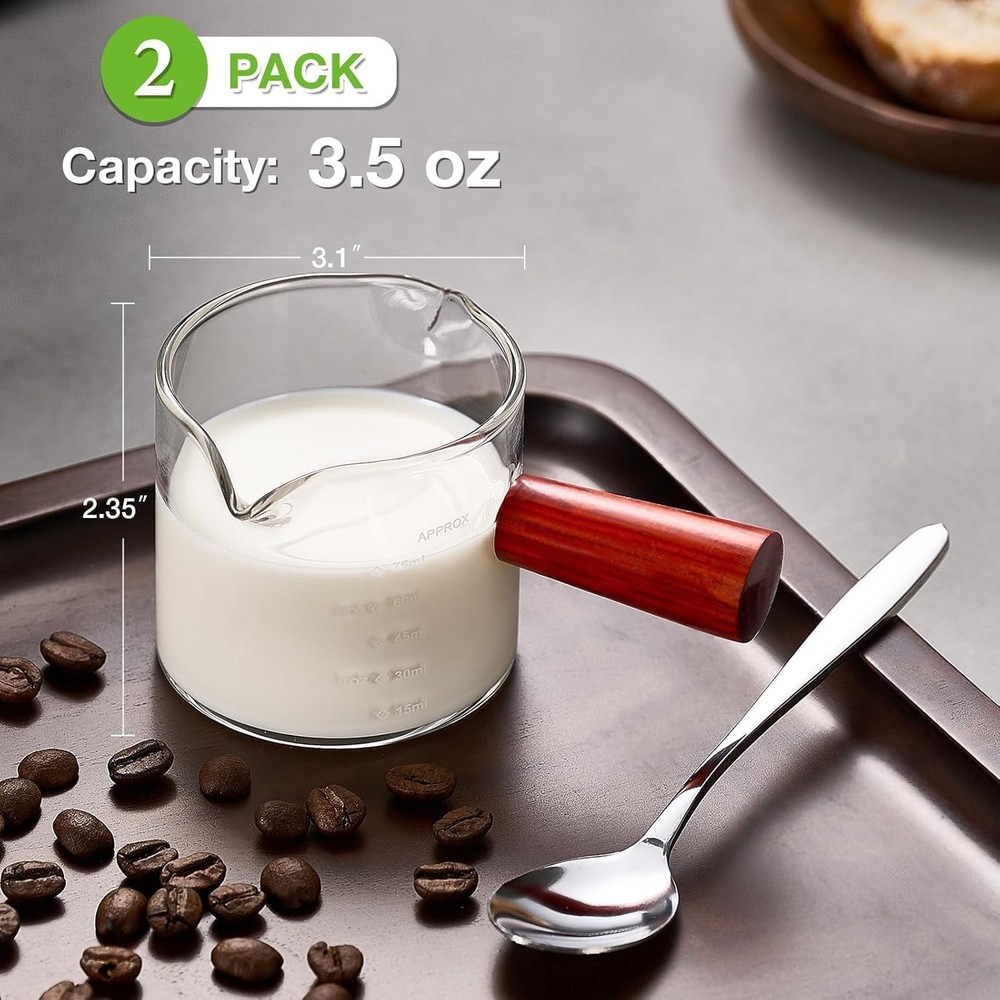 2 Pack Espresso Measuring Cups Glass, Small Double Small, Clear