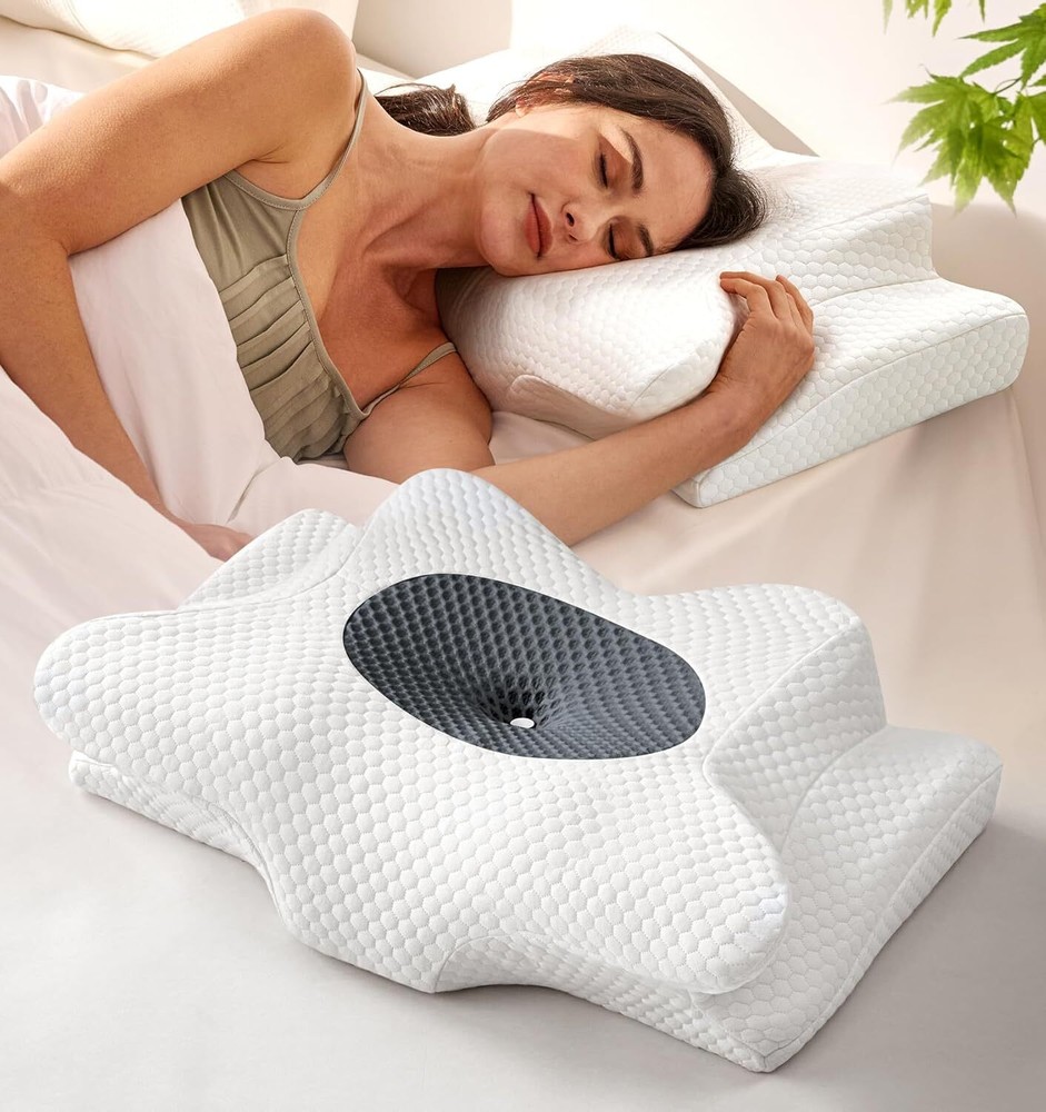 Cervical Pillow, Ergonomic Side Sleeping Pillow for Adults, Memory Foam Pillow