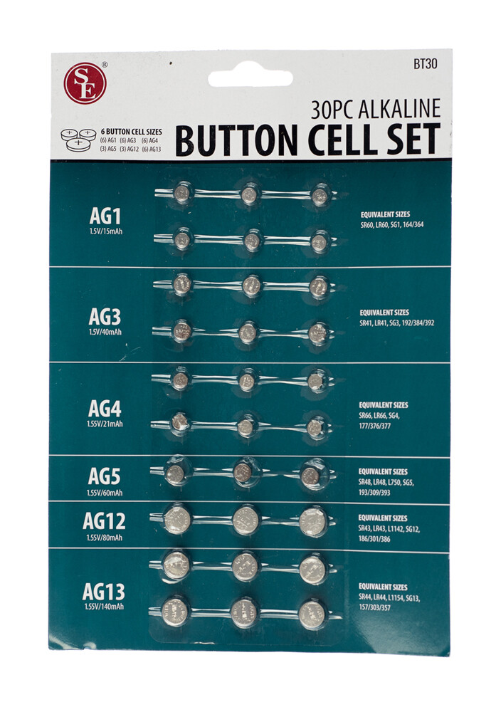 New 30 piece  Assorted Watch Alkaline Button Cell Batteries Fresh  BT30