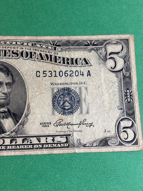 1953 $5 bill (Blue Seal) - Circulated