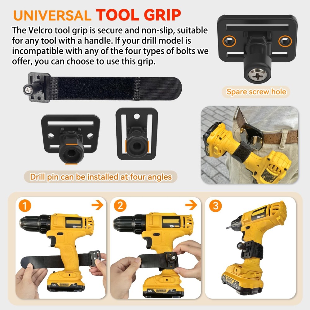 Universal Tool Holster for Tool Belt Accessories, Drill Holster for Tool Belt, A