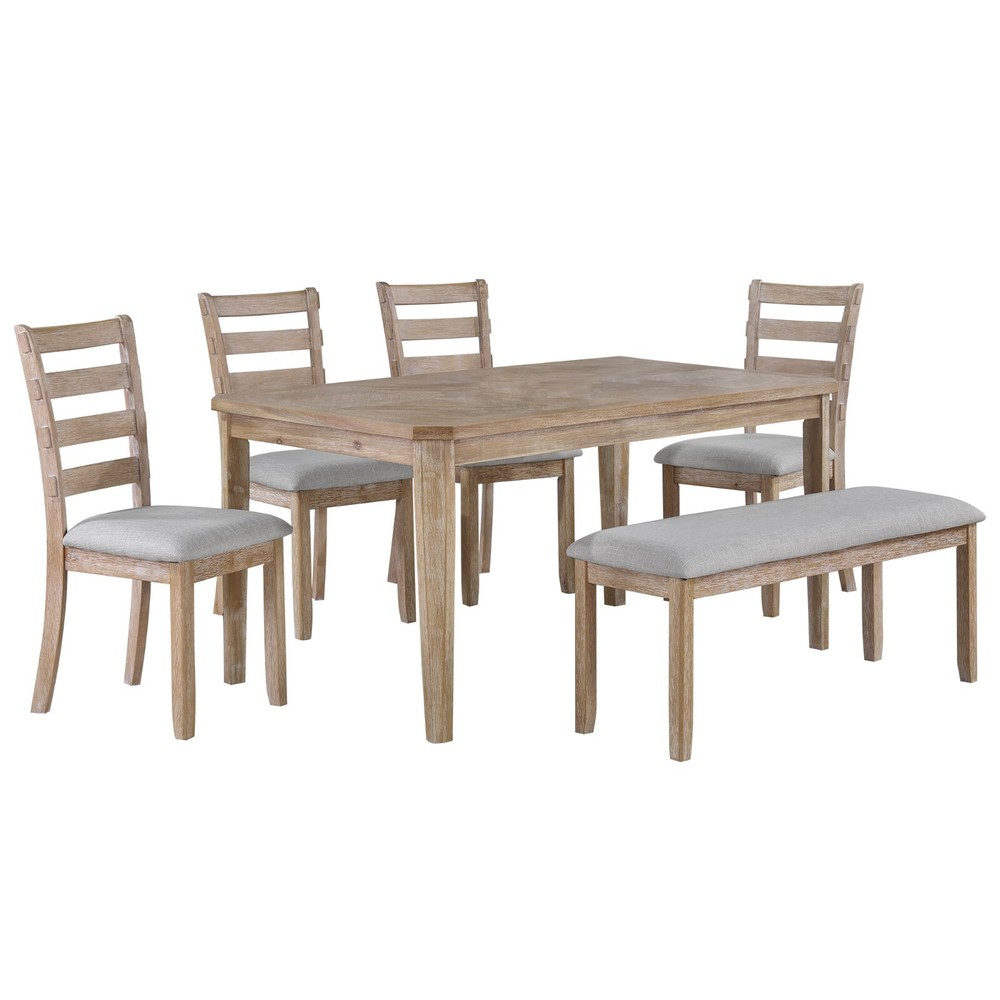 Dining Room Bench, Wood Entryway Bench with Upholstered, Kitchen Table Bench