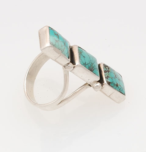 Native American Handmade Sterling Silver with Turquoise Ring Size 6.5