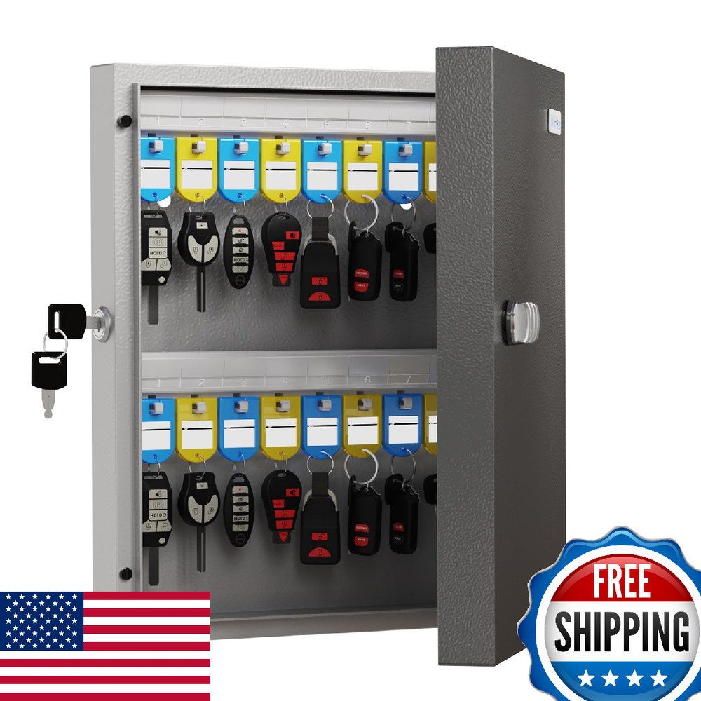 DiDiHere 32 Key Lock Box Wall Mount Security Cabinet 3-Digit Combination Mag