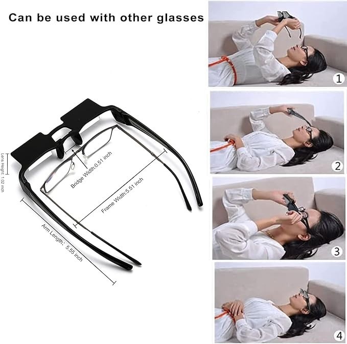 Upgraded Reading Glasses for Lying Down, Bed Light Periscope Design NEW