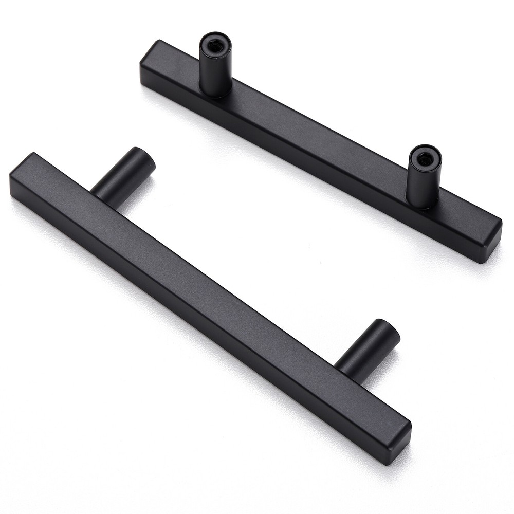 Kitchen Cabinet Handles Matte Black Square Modern Drawer Pulls Stainless Steel