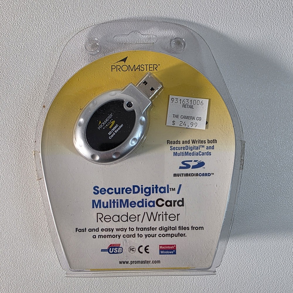 ProMaster Secure Digital Multi Media Card Reader/Writer; USB Plug In Drag & Drop