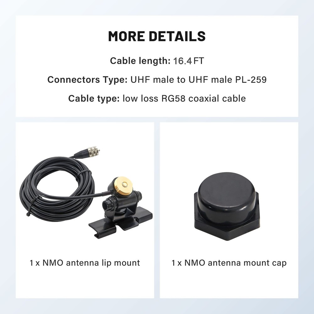 Anina Adjustable NMO Antenna Lip Hatchback Mount base+rain cap, black