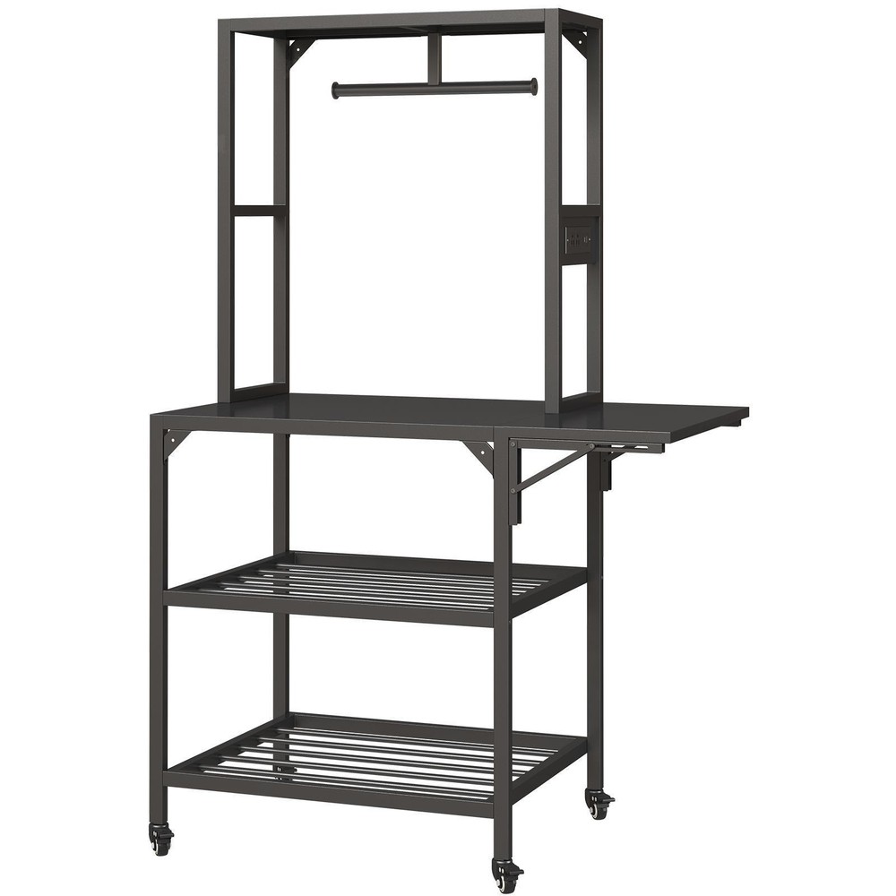 Metal Frame Printer Stand with Organized Spool Storage, Auxiliary Panel &