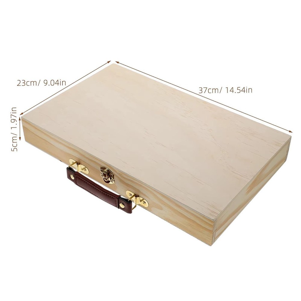 Wooden Artist Supplies Storage Box with Comfortable Handle Container Case
