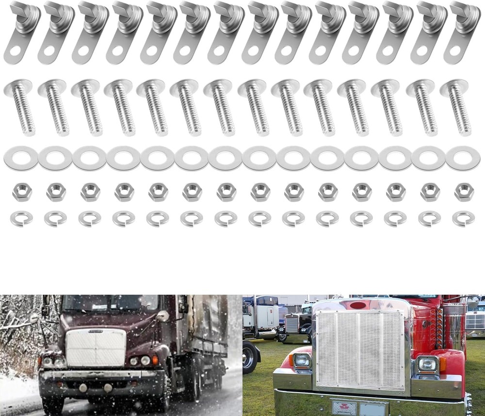 75704-1 Stainless Bug Screen and Winterfront Hardware Kit for 1986-2007 Peterbil
