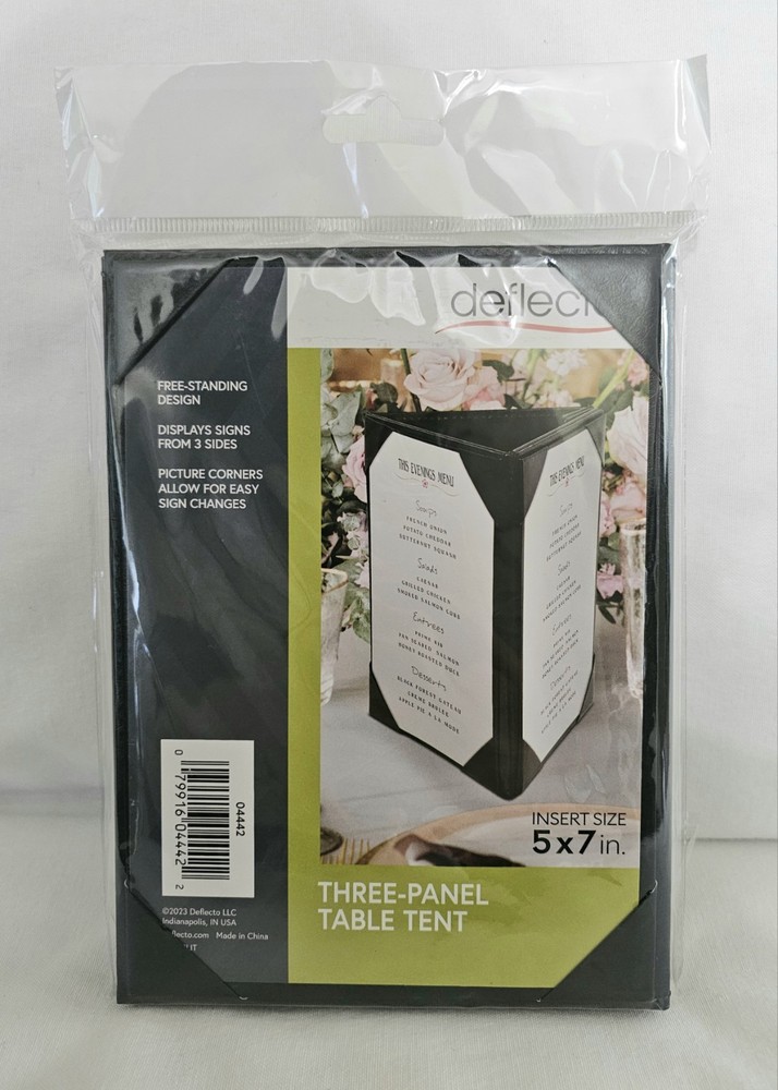 Deflecto 5" X 7" Three-Panel Table Tent