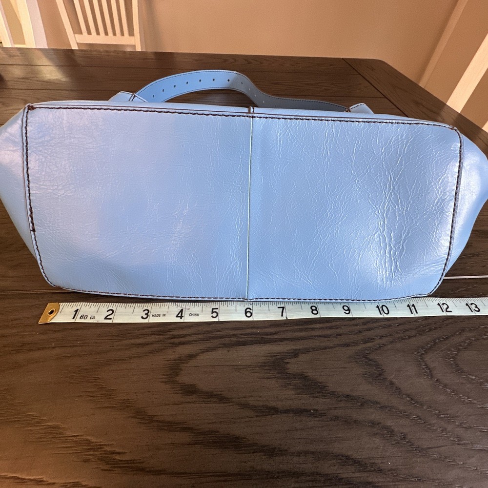 Hobo Genuine Leather Shoulder Bag With Adjustable Strap Sky Blue