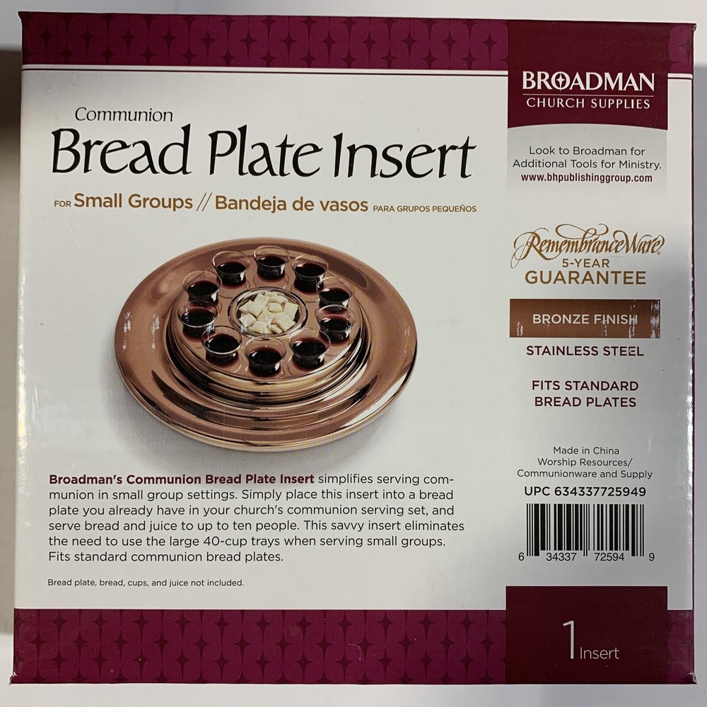 Communion-Remembranceware-Bronze Bread Plate Insert For Small Group Communion