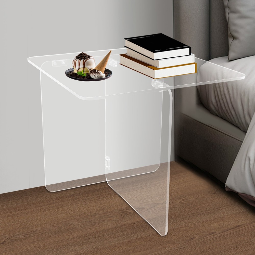 Acrylic Side Table, End Table, Free Standing Clear Modern Bedside Table