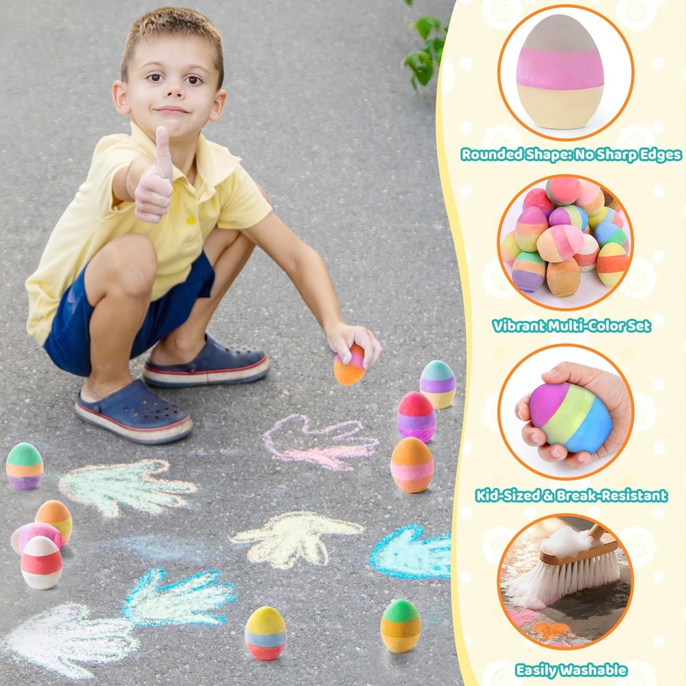 36 Pack Easter Sidewalk Chalks Bulk 3-Layer Chalk Eggs for Kids Easter Basket...
