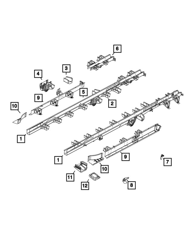 Genuine Mopar Side Rail Reinforcement Left 68190165AA