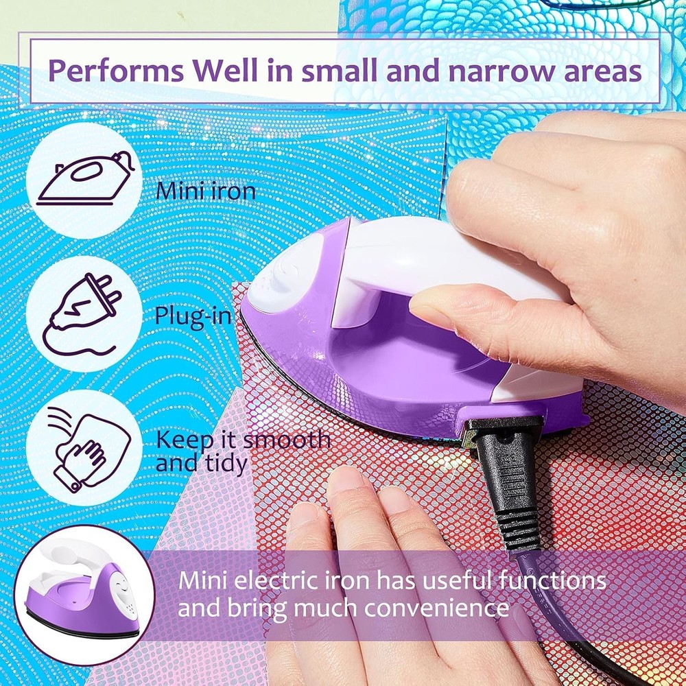 Portable Mini Craft Iron - Efficient Heat Press for DIY Projects - 3.93" Purple