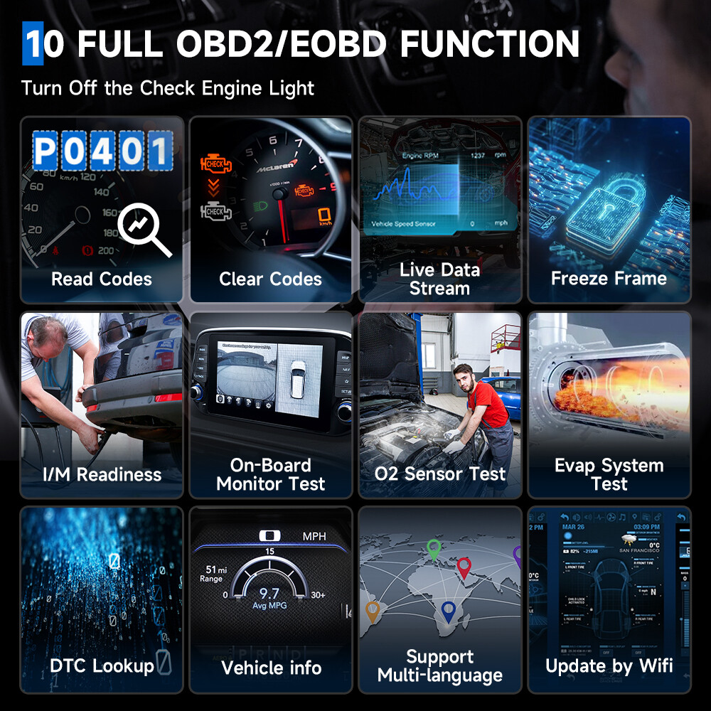 10" Bi-directional Tablet Bluetooth OBD2 Scanner All System Car Diagnostic Tool