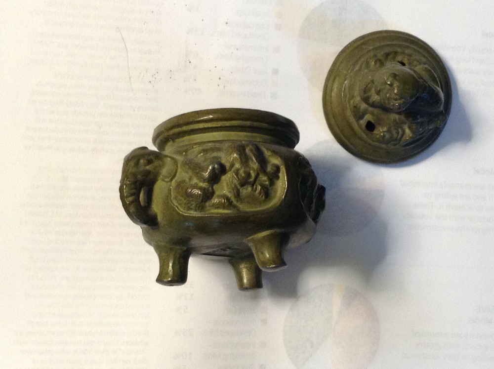 Vintage Cast Iron Footed Foo Dog Incense Burner