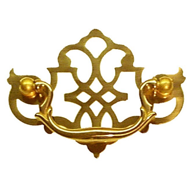 NOS Ornate Brass 3" Open Work Pierced Chippendale Drawer Pull