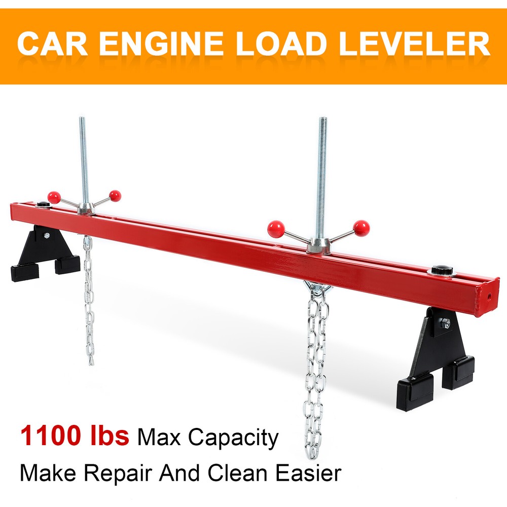 Engine Load Leveler 1100 LBS Capacity Support Bar Transmission W/ Dual Hook Red