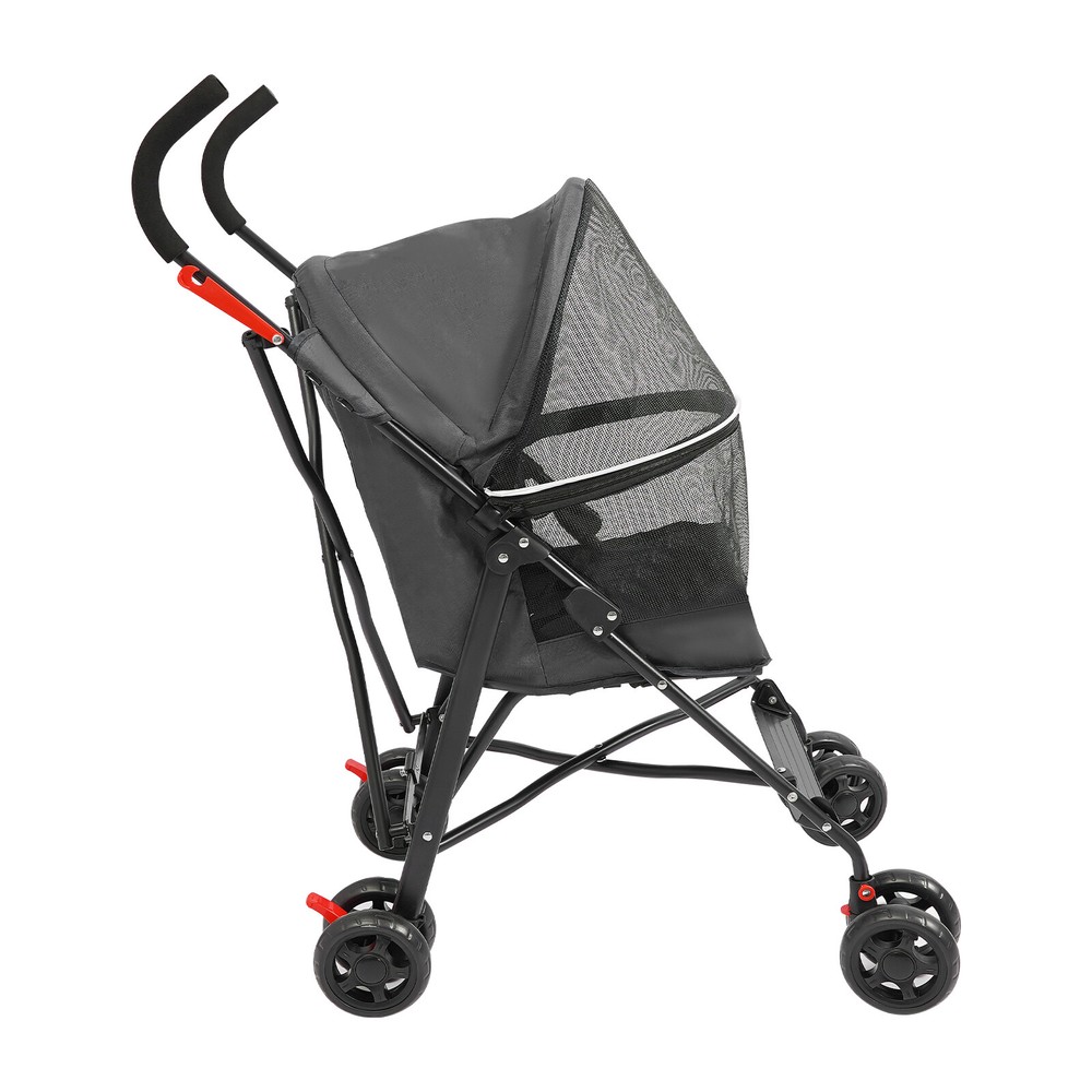 Foldable Small & Medium-sized Dogs/cats Pet Stroller W/cup Holder Black 4 Wheels