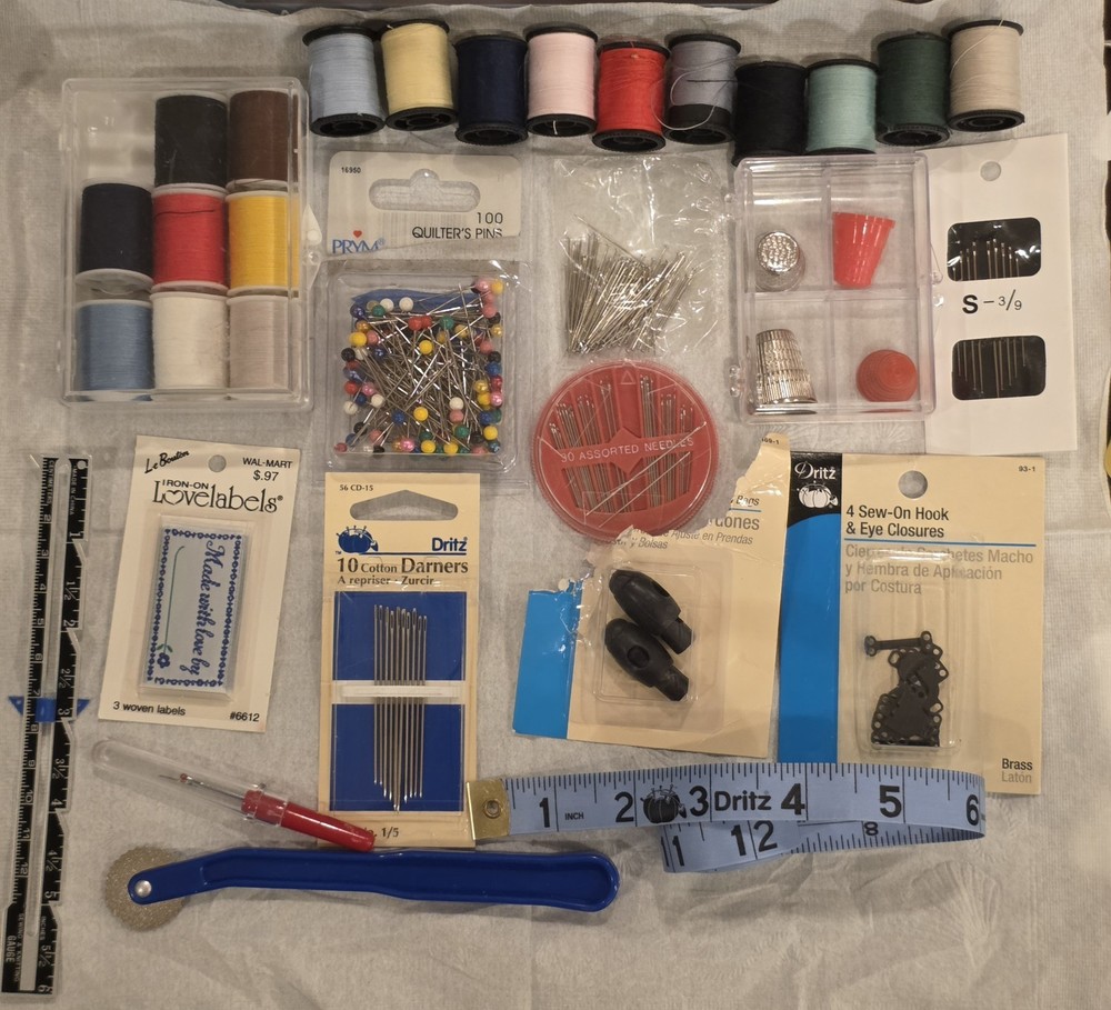 Mixed lot sewing notions beginner Dritz misc supplies thread pins needles