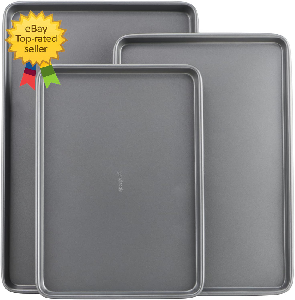Everyday Nonstick Baking Sheet Set 3 Pack Includes One Small Medium and Large Pa
