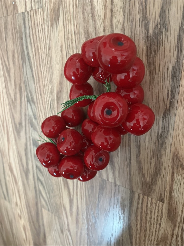 24 Pcs Red Artificial Cherries, Fake Fruit Decor Simulation Cherry Model