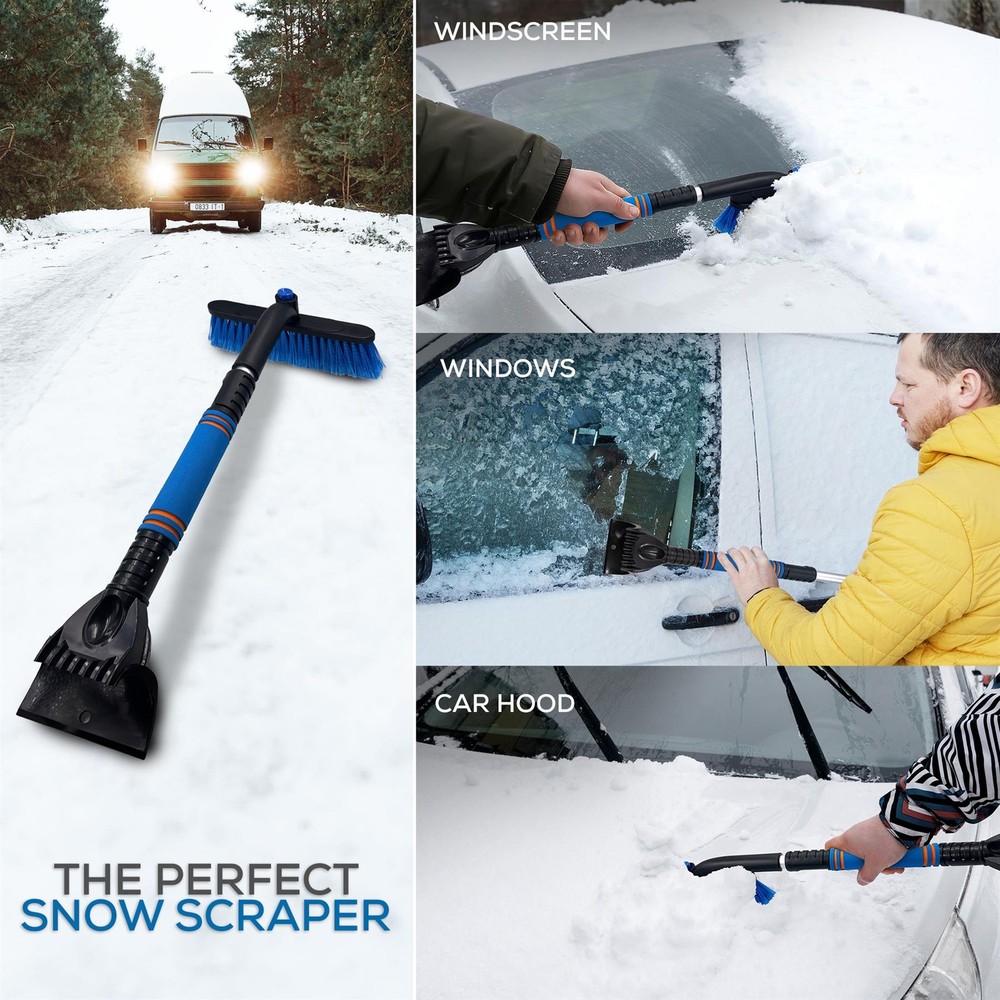 Ice Scraper for Car Snow Brush Van Window Telescopic Extendable Windshield