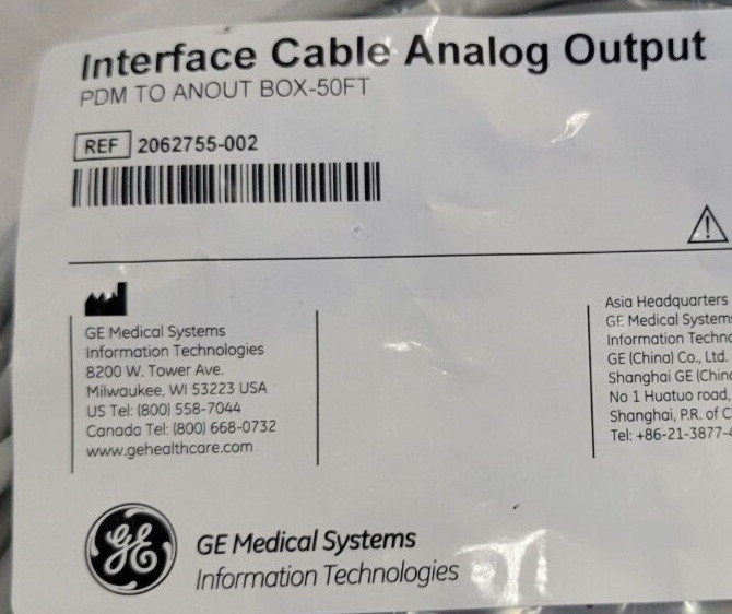 GE Interface Cable Analog Output, PDM TO ANOUT BOX -50FT REF#2062755-002