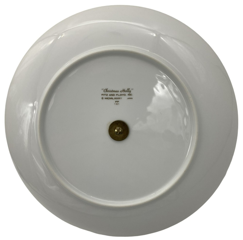 Fitz & Floyd Christmas Holly Round Serving Plate with Handle