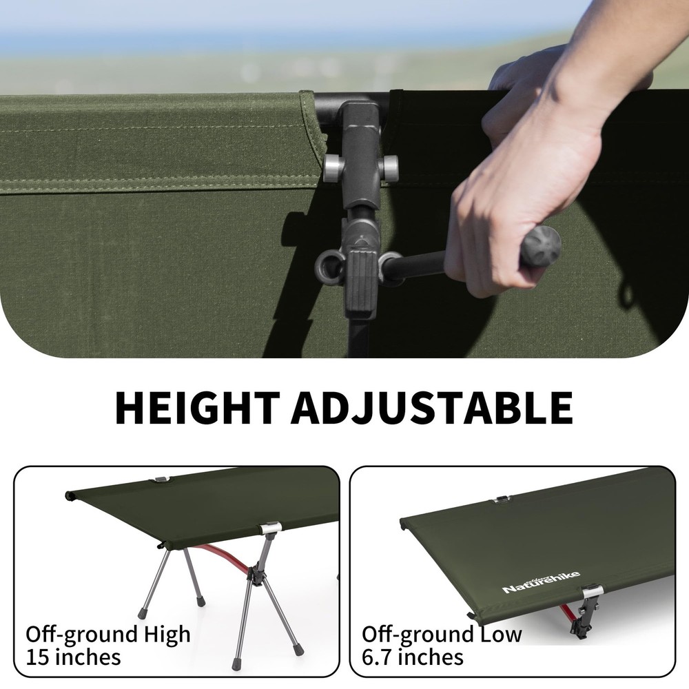 ArmyWild Folding Camping Cot, Height Adjustable Ultralight Backpacking Cot, P...