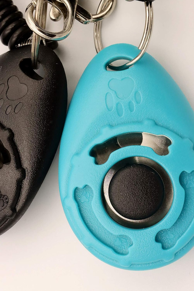 "Dog Training Clicker with Wrist Strap – Pet Obedience Trainer, Black & Blue"