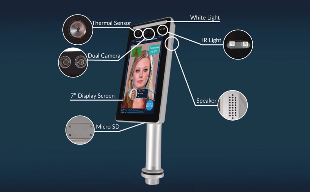 Temperature Screening Kiosk with Access Control & Face Recognition - No Stand