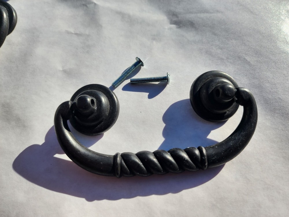 Pair of Drop Handle Drawer Pull/Handle 3-1/4" Hole Centers Dark Bronz Finish