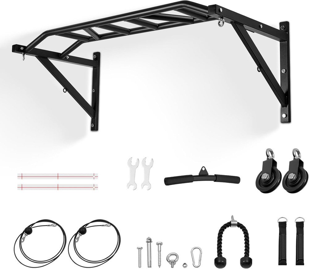 Pull up Bar, Multi-Grip Wall Mounted Pull Ups, 50 in Width Multifunctional Chin