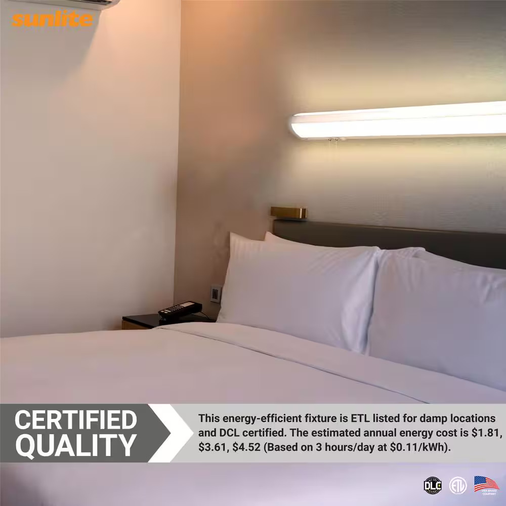 36 In. White Linear Bed Light Integrated LED Selectable Wattage Selectable CCT