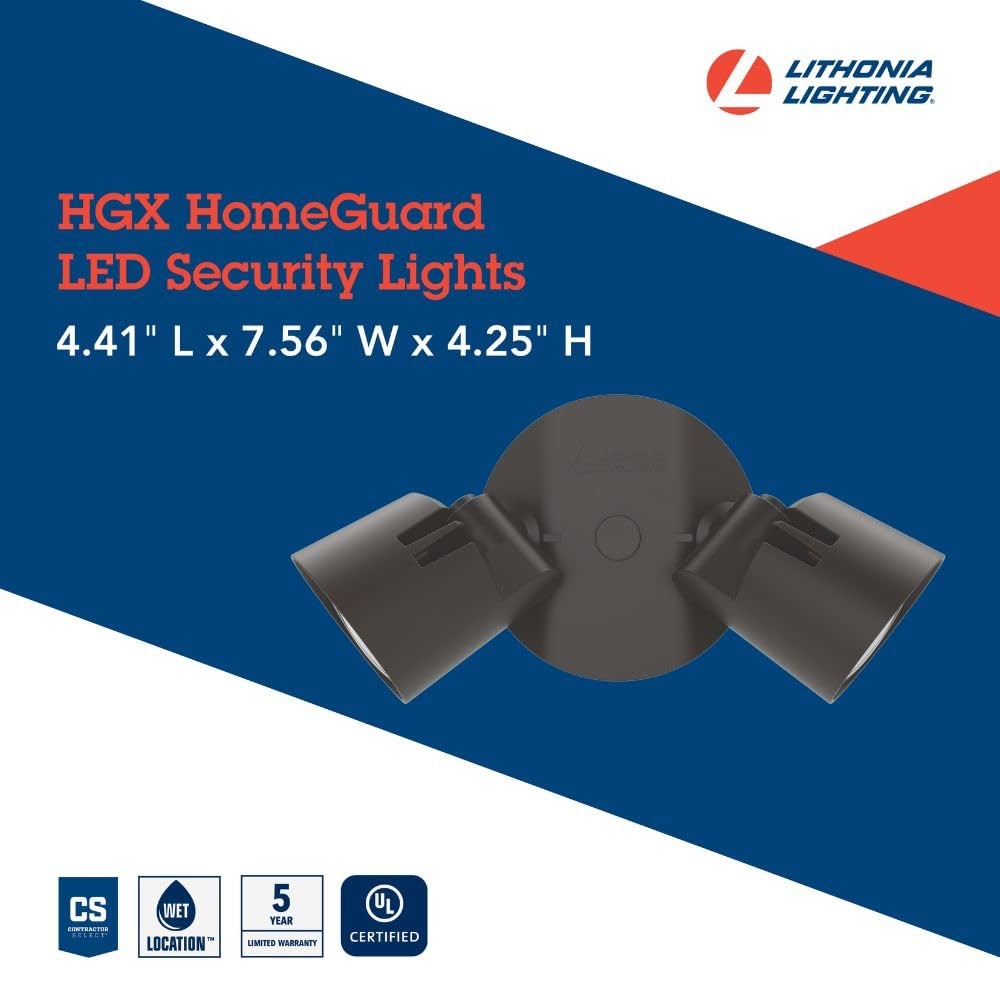 Lithonia Lighting HomeGuard 2-Light LED 2-Light, No Sensor, Dark Bronze