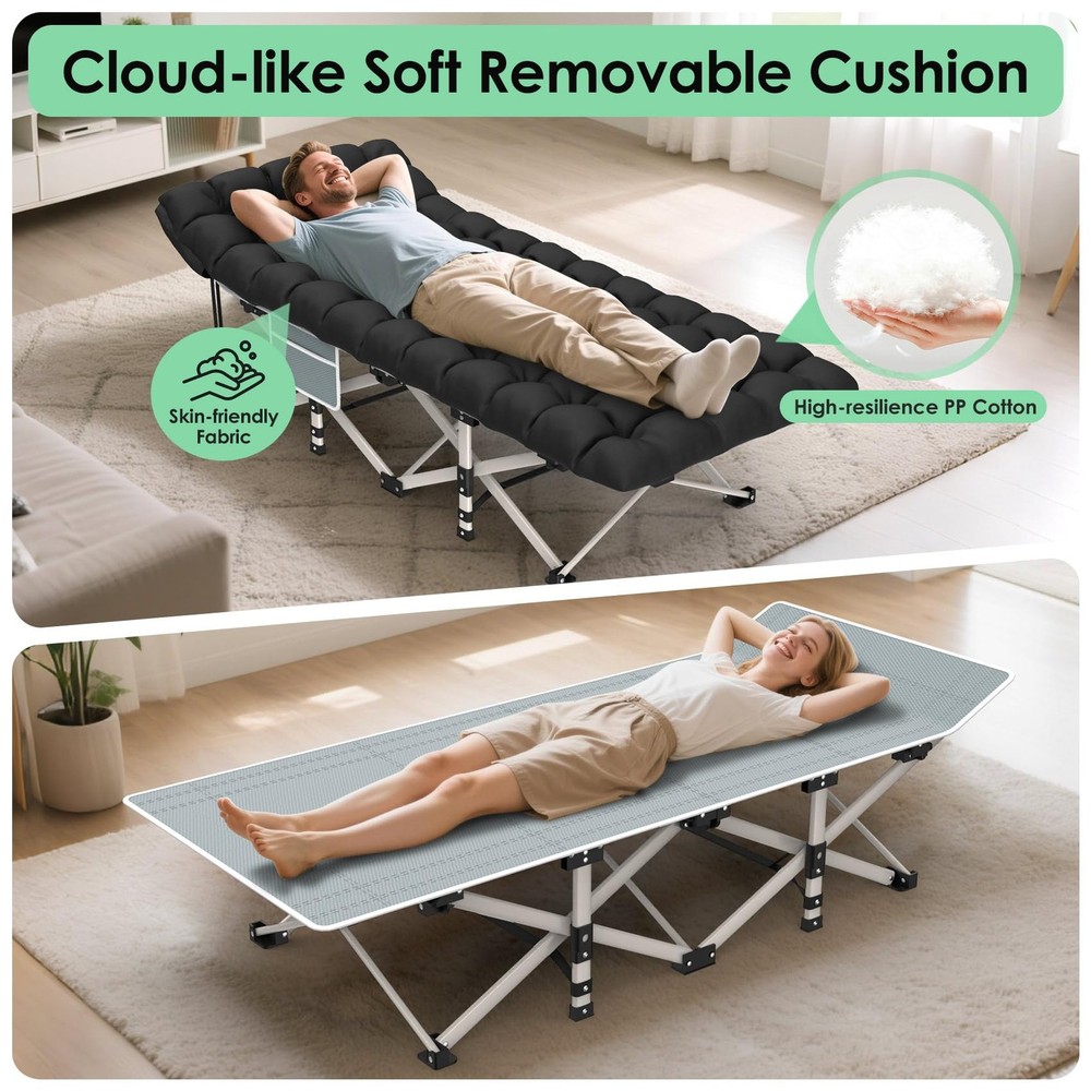Camping Cot, Folding Camping Cot Bed for Adults Sleeping 1200D Double Layer O...